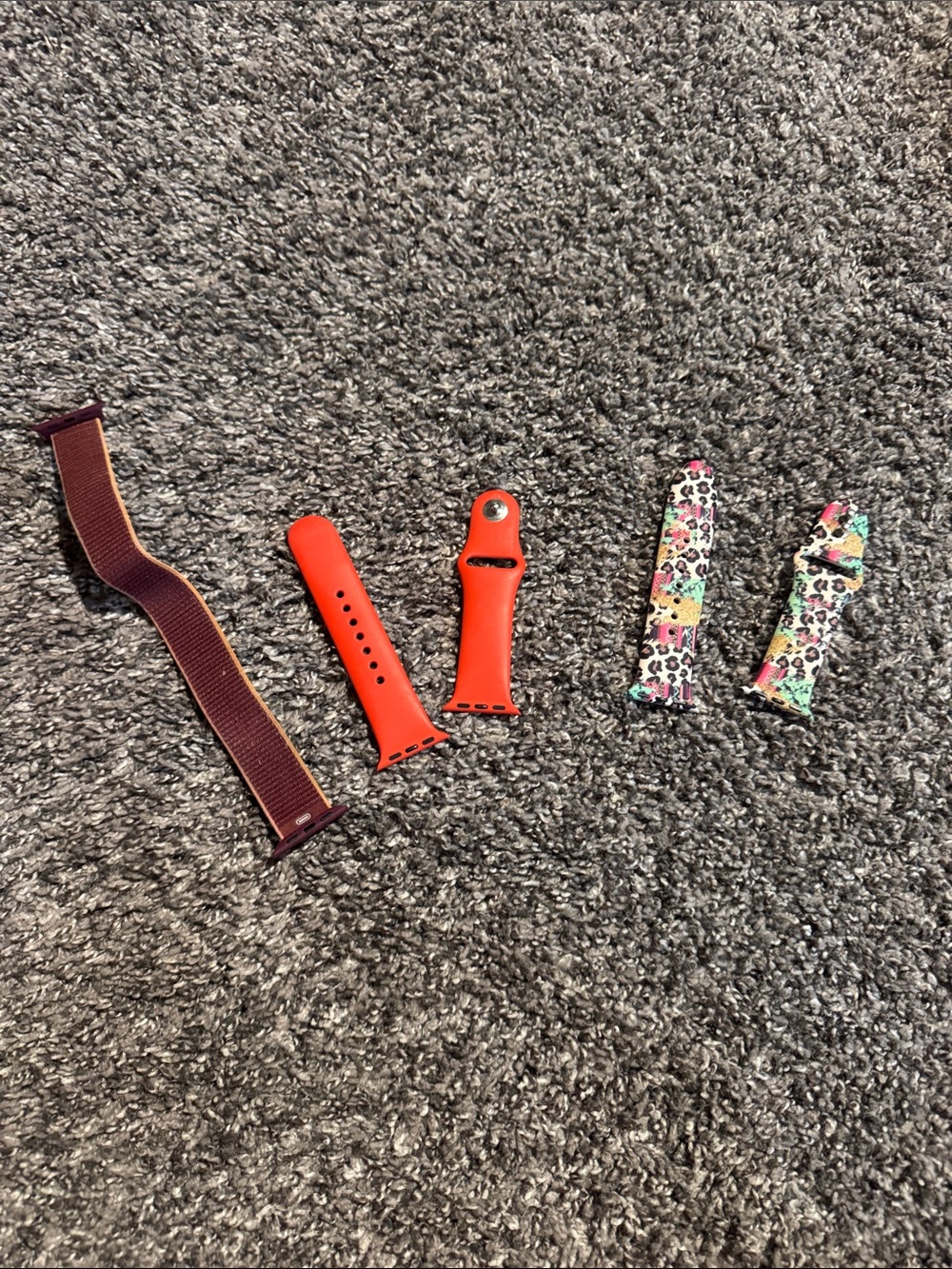 Silicone & Fabric Watch Band Set - Red, Burgundy, Multicolor Leopard 38-40mm